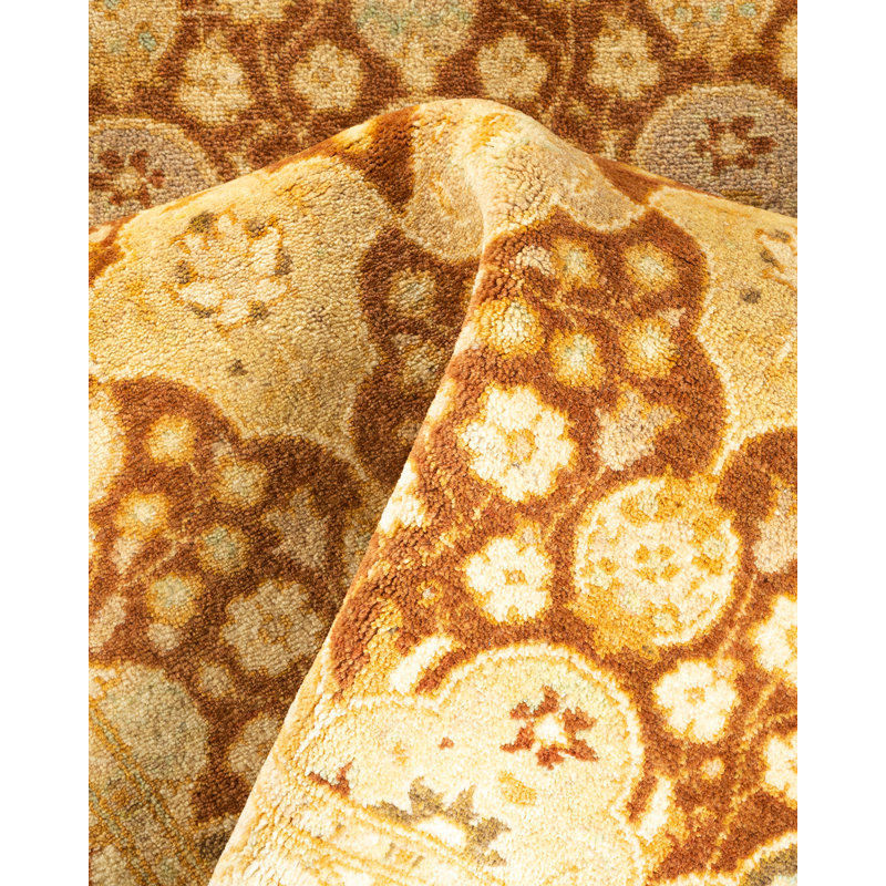 Tapis de couloir unique en laine jaune / brun 2 pi 6 po x 10 pi 3 po Hayner One-of-a-Kind