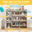 Bibliothèque et rangement pour jouets pour enfants, bibliothèque en bois avec 4 petites boîtes et 4 grandes boîtes grises