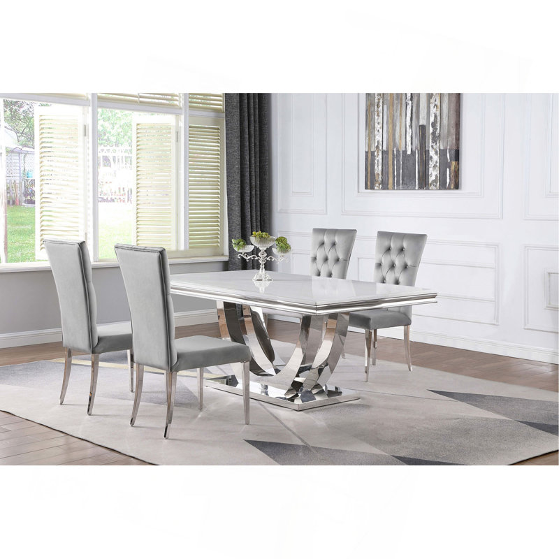 Rectangular Dining Table Set, Gray