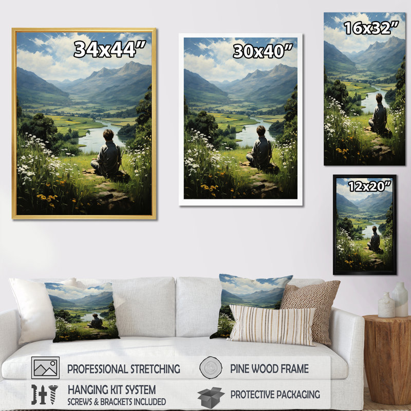 «Green Grey Yoga Amidst Nature I», reproduction sur toile, H 40 po x l 30 po x P 1,5 po