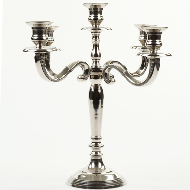 Metal Candelabra, 12" H x 6" W x 6" D, Silver