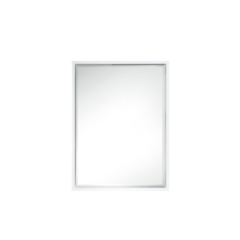 Milan Beveled Wall Mirror, Glossy White, 35.38" x 35.38"