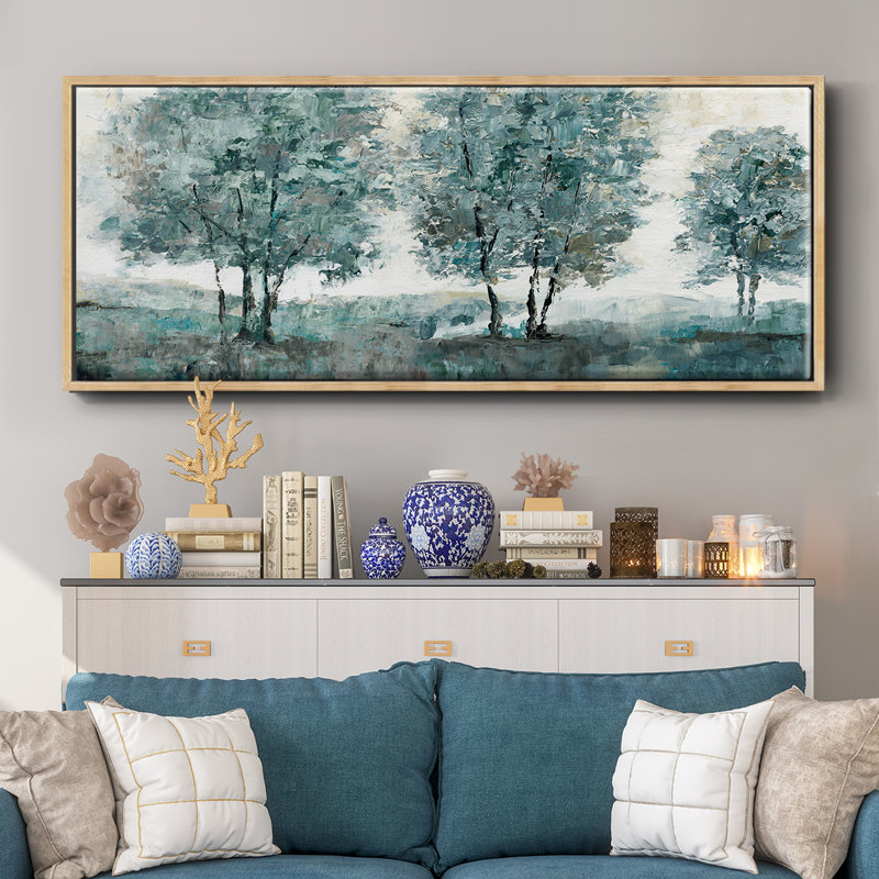 Teal Sentinel- Framed Canvas, 24" H x 60" W