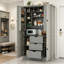 Armoire de rangement pour garde-manger de 71 po de hauteur avec 4 portes, 3 tiroirs, 6 porte-bouteilles et tablettes amovibles, armoire de cuisine autoportante-92075571