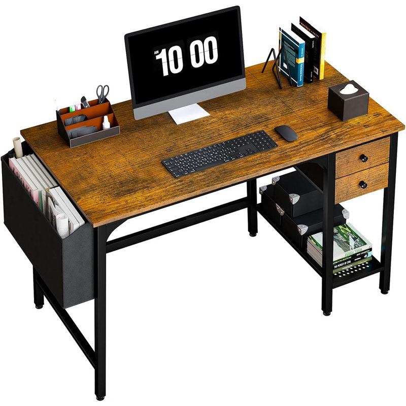 Bureau d'ordinateur avec bureau Shamauri, Brun / Noir