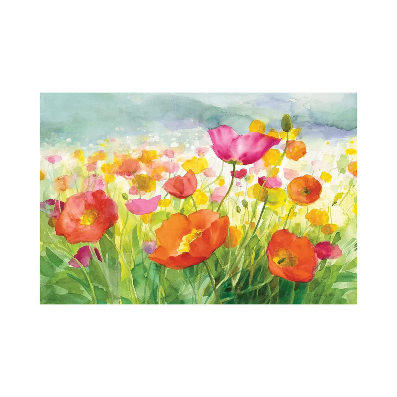 Meadow Poppies 1 Piece Painting on Canvas, 30.48 cm H x 45.72 cm W, Wrapped Canvas