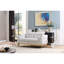 Causeuse Zoe de style moderne faite de bois et d'accents dorés en gris Identique à G150109332 (NJ Stock)