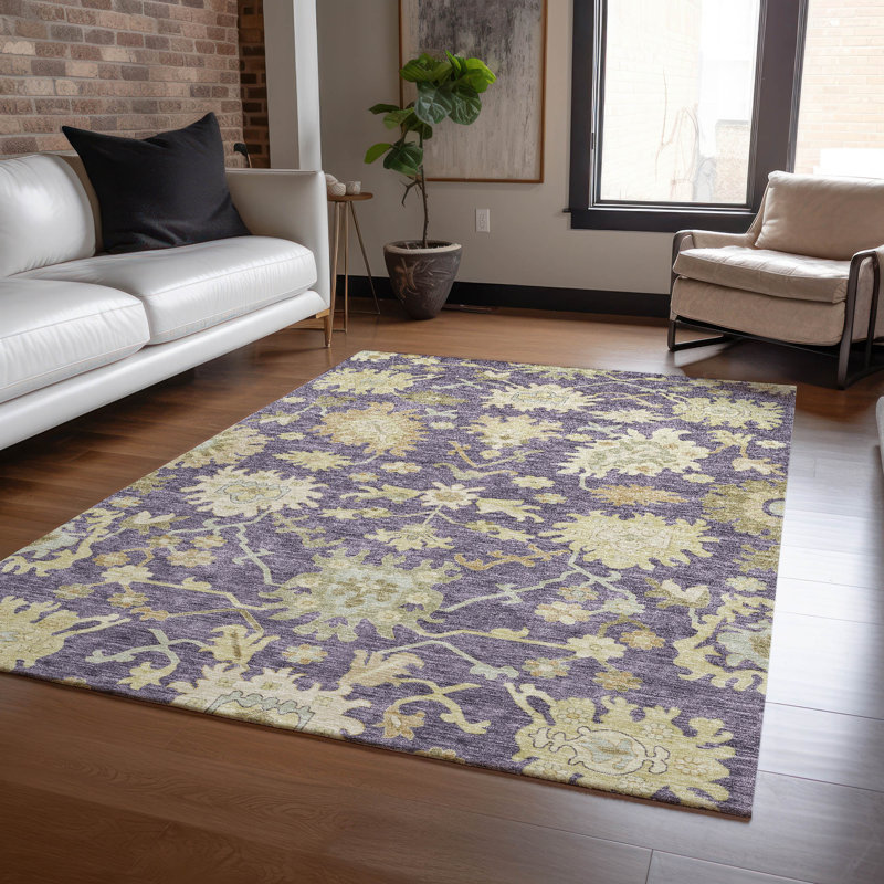 Machine Washable Indoor/Outdoor Cicel ACN1150 Eggplant, Rectangle 3' x 5'