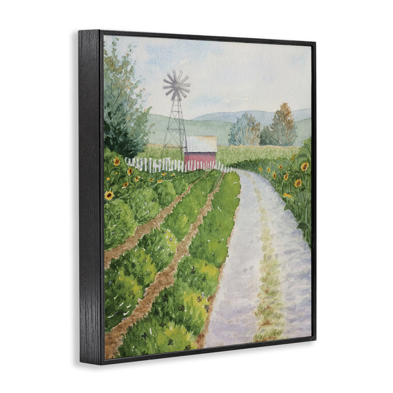 Giclée encadrée Tranquil Farm Path, design par Stephanie Fielden, H 14 po x l 11 po, Giclée encadrée noir minuit