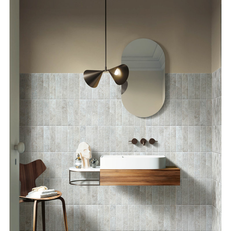Flexa 3-in. x 12-in. Subway Textured Concrete Look Matt Porcelain Wall Tile, Tuff