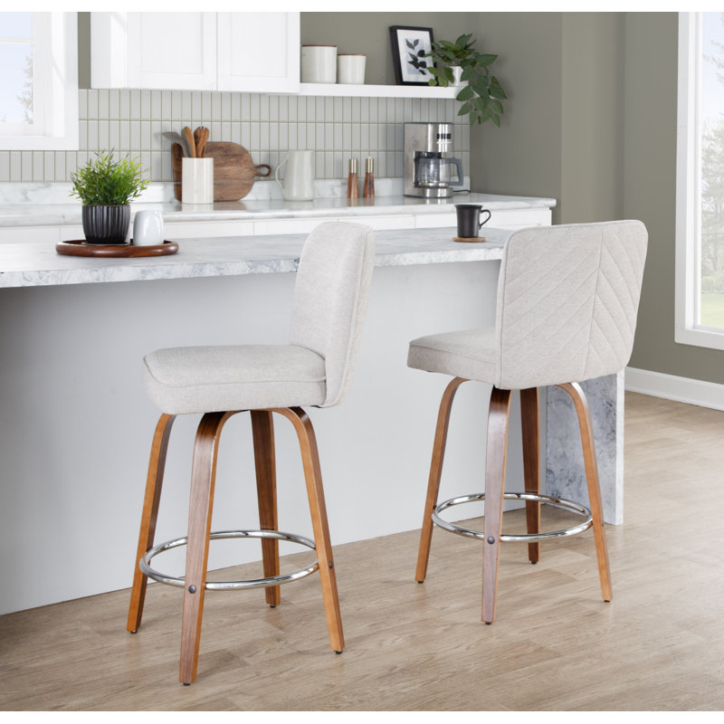 Tabouret de comptoir Huxley, Polyester beige, Tabouret de comptoir (siège d'une hauteur de 27 p