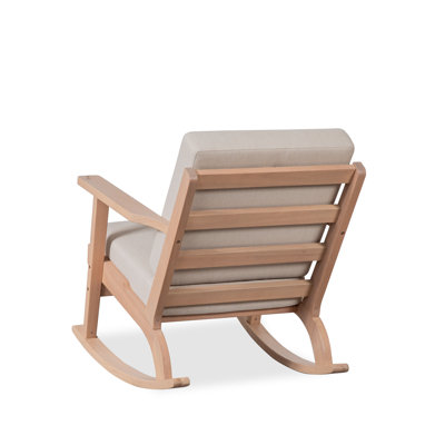 Solid Wood Outdoor Rocking Chair with Cushion