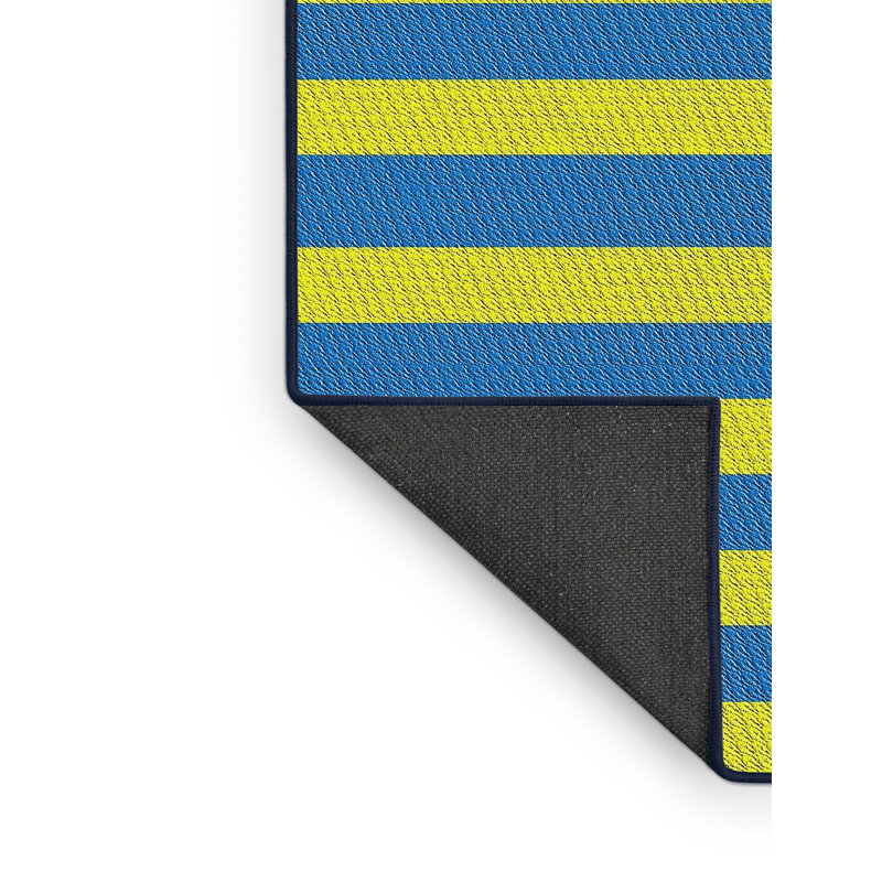 Tapis jaune/bleu à motifs Artlone, Rectangle 5 pi x 7 pi