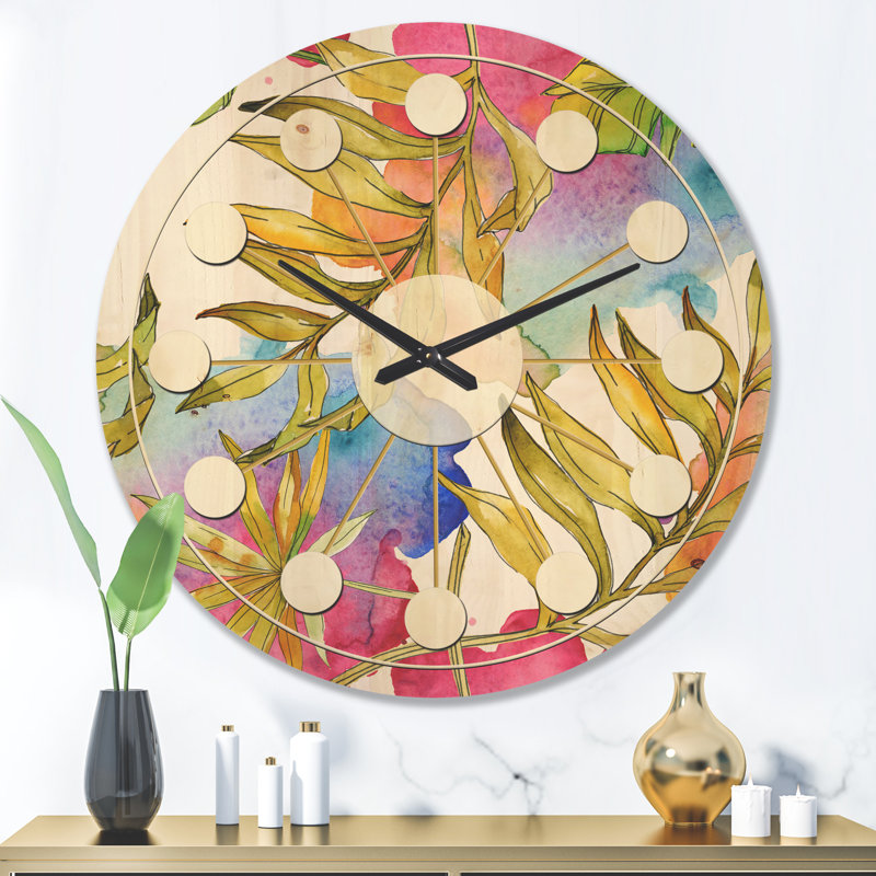 Horloge murale en bois Tropical, Très grand