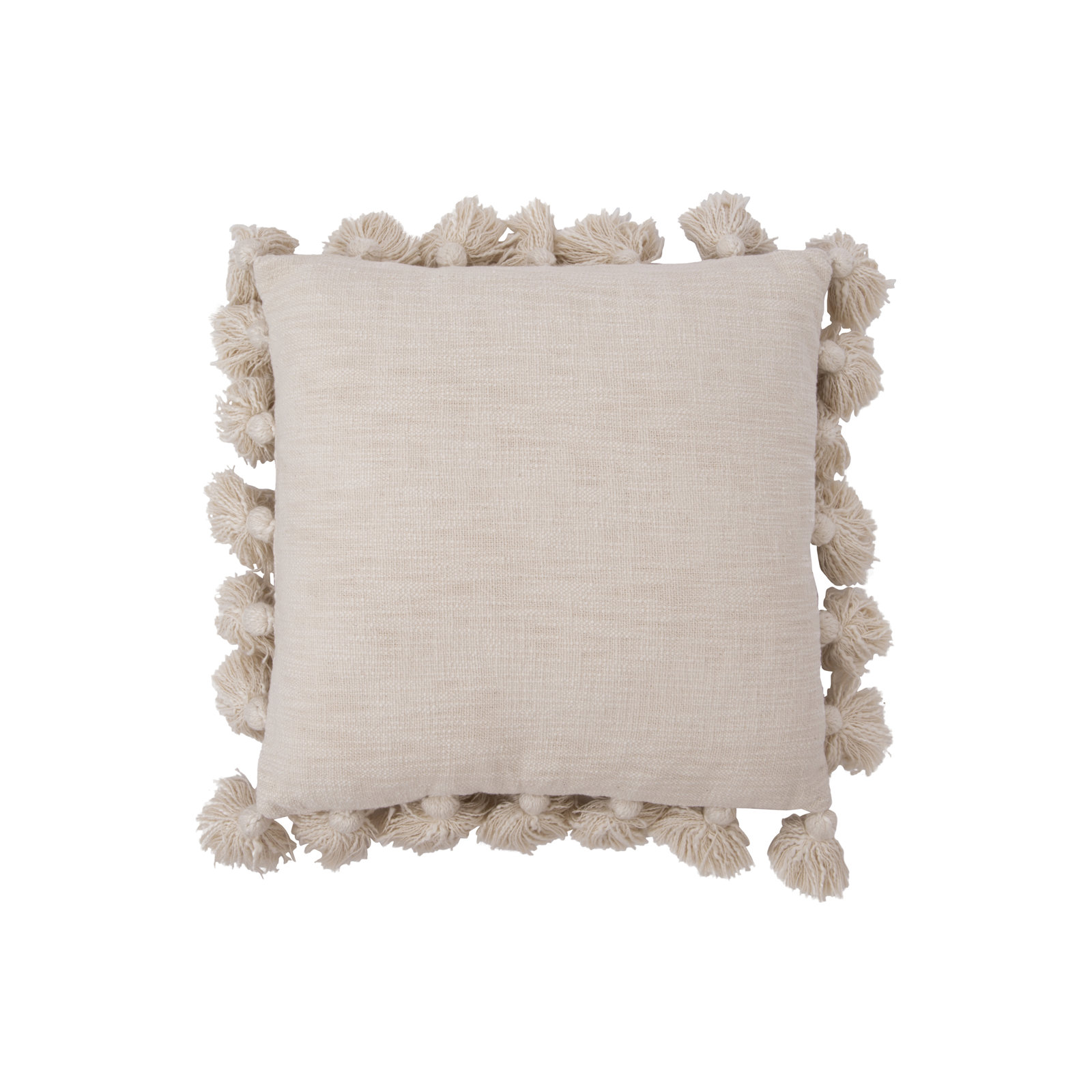 Astraeus Tassels Cotton Throw Pillow, Cream
