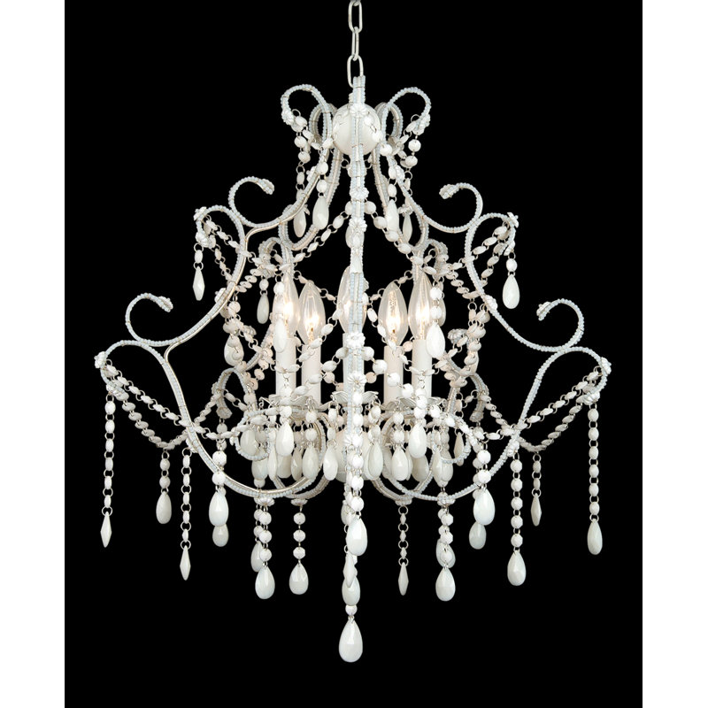 ET série 5-lumière bougie-Style Chandelier, Blanc Blanc