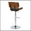 Tabouret de bar réglable avec pivot en métal chromé, bois de noyer et similicuir espresso avec repose-pieds droit en T - ensemble de 2-2090230705