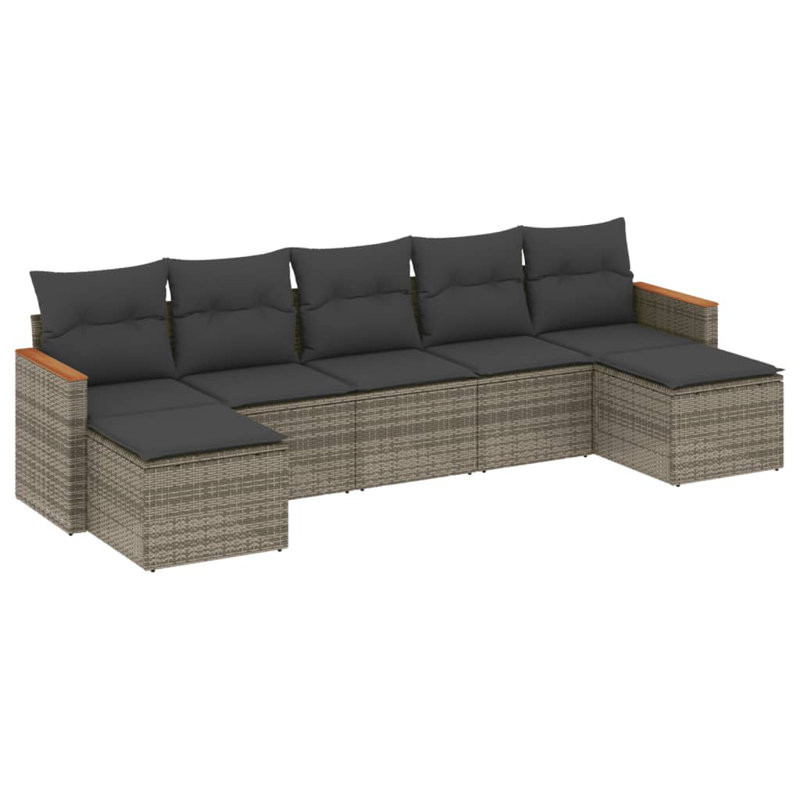 Vidaxl Garden Sofa Set PE Rattan, Powder-Coated Steel, Polyester