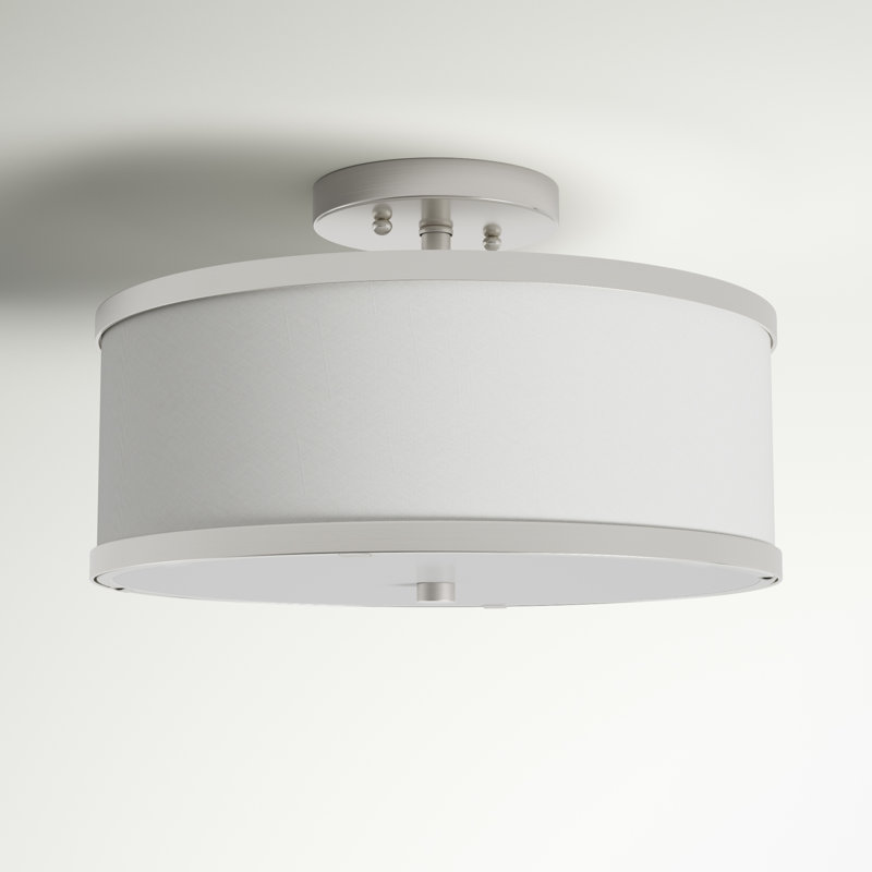 Berthine Linen Blend Semi Flush Mount, 13" DIA x 8" H