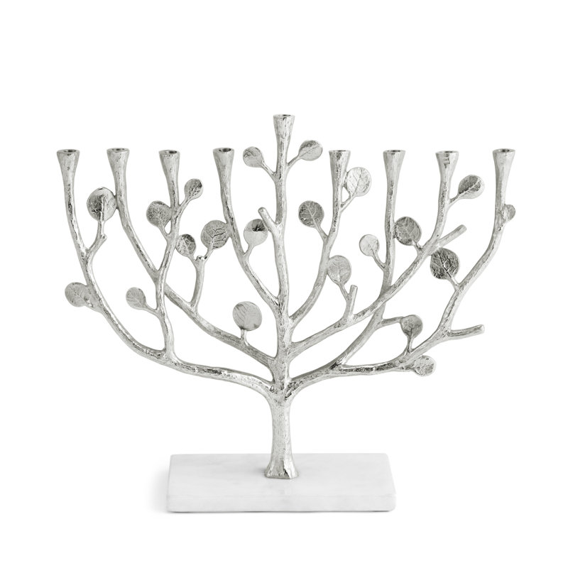 Botanical Leaf Marble Menorah
