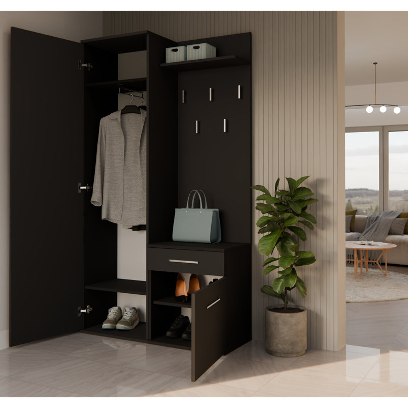 1 Door Laminate Wardrobe, Black
