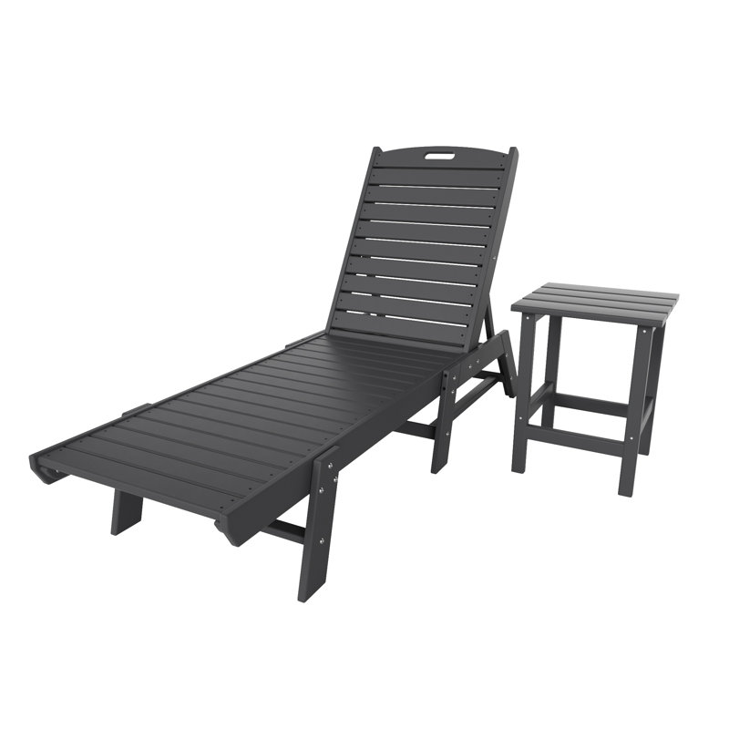 Laguna Outdoor Chaise Lounge with Table, Dark Gray