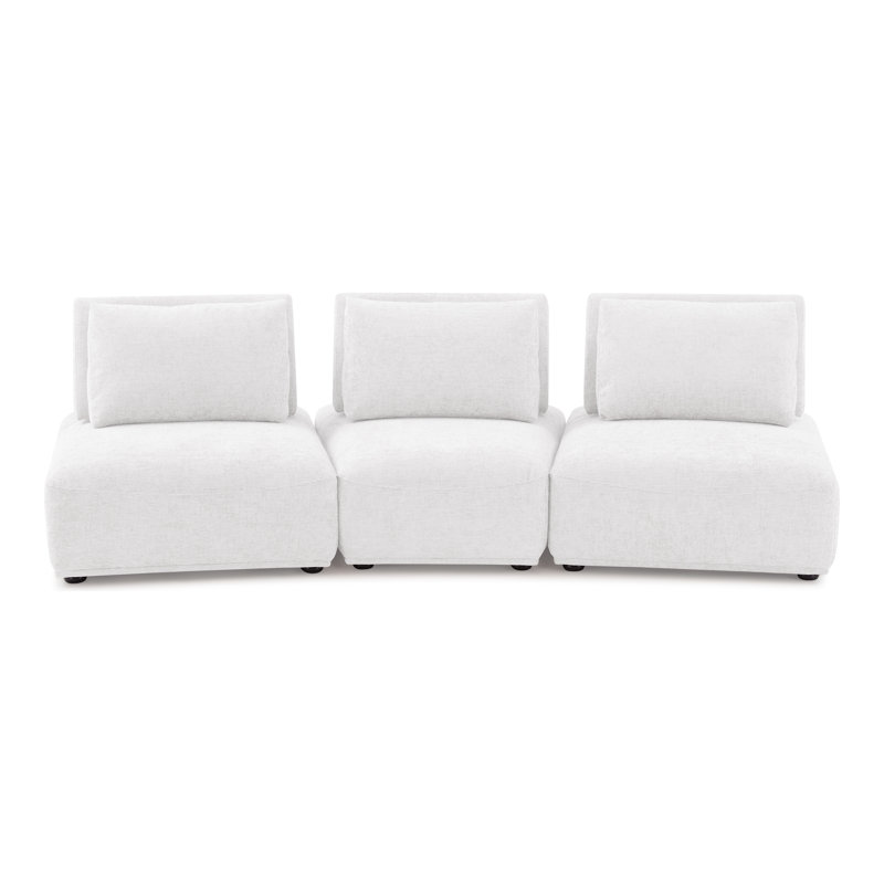 Aukeem 3 - Piece Upholstered Sectional, White Polyester