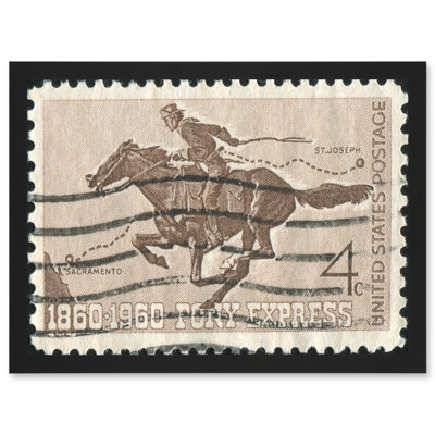 Postage Stamp 1860 1960 Pony Express Sacramento To St Joseph - Single Picture Frame Print
