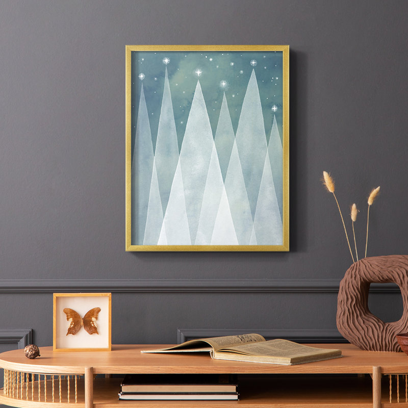 Mod Evergreens II Framed Print - Solid Wood, 14" H x 11" W