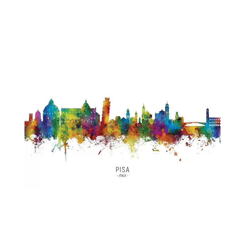 Pisa Italy Skyline City Name by Michael Tompsett - Wrapped Canvas Painting, 20.32 cm H x 30.48 cm W