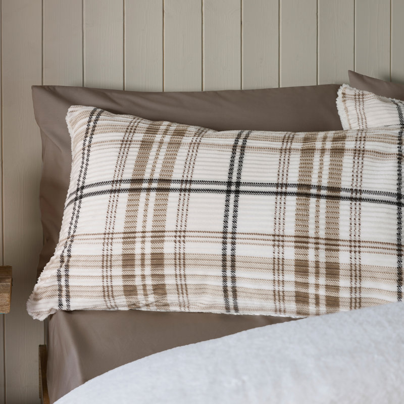 Cosy Ribbed Check Duvet Cover Set, Natural, Double