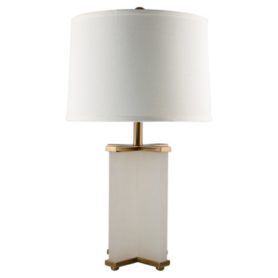 Cyprus 25.26" Antique Brass/White Table Lamp