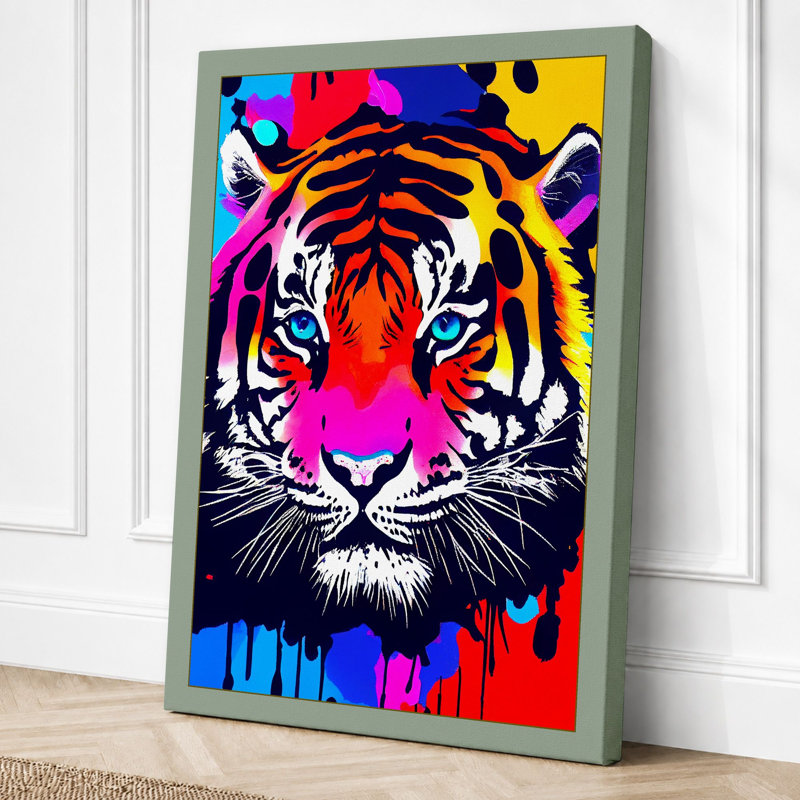 Neon Tiger Modern - Print, 24x16 - 61.0 x 40.6 cm, Sage Border