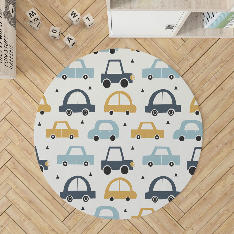 Tapis de jeu pour enfants Driveway, Ivoire / Doré / Bleu