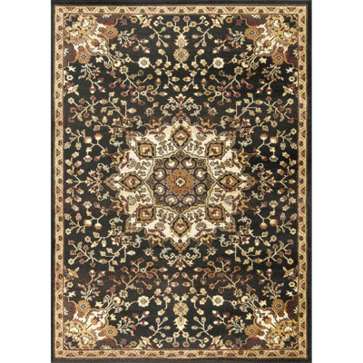 Tapis classique avec motif médaillon élégant - 5 pi 3 po x 7 pi 3 po