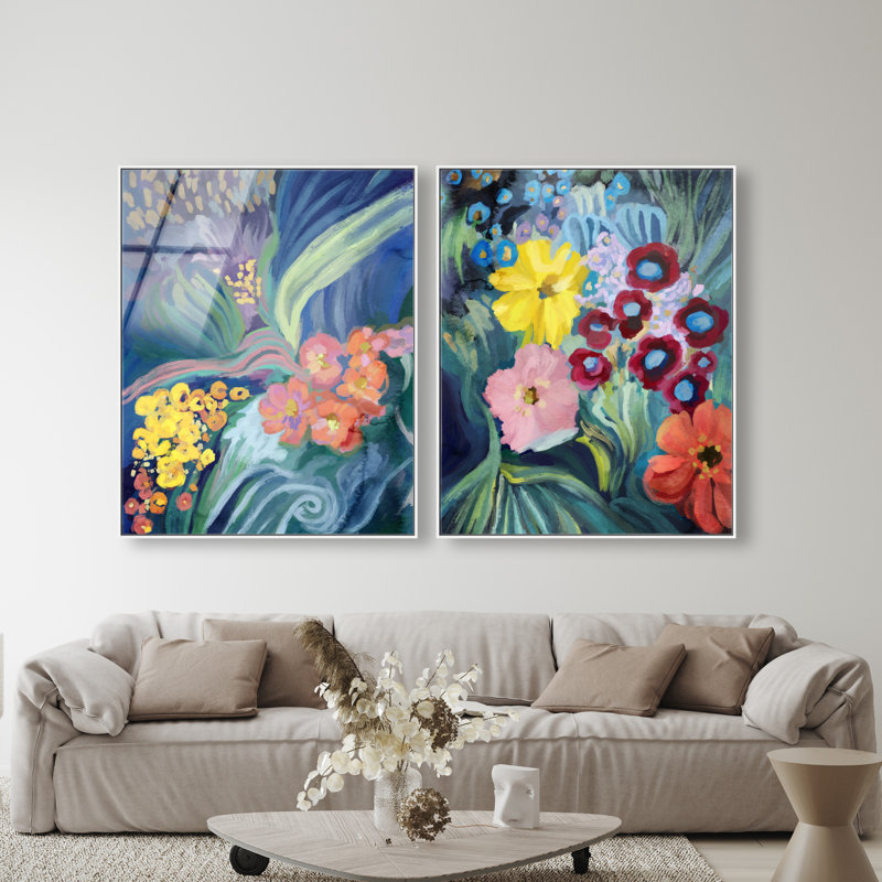 Spring Motion Set Set by Oliver Gal, 62"H x 50"W, White Floater Frame