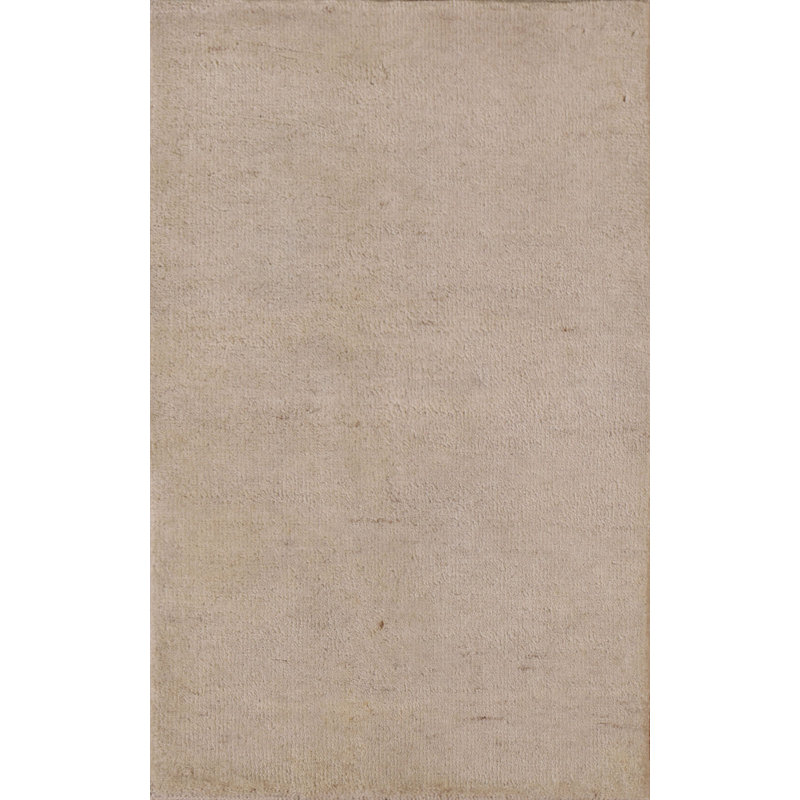 Tapis beige en laine noué à la main de conception unique 2 pi x 3 pi New Age