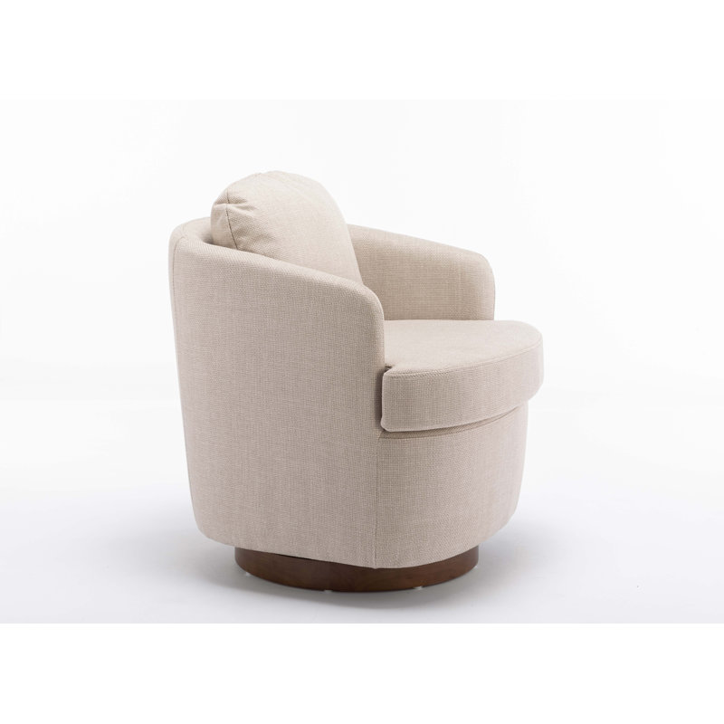 Markysha Upholstered Swivel Barrel Chair, Beige Linen Incorrect