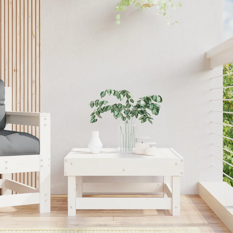Repose-pieds de patio en bois massif Ophelia & Co., Blanc