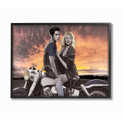 " Sunset Motorcycle Vintage Hollywood Movie Star Classic Illustration "