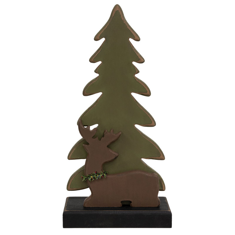 Pin et renne en bois sur base