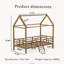 Lit cabane double en métal avec toit, barrières de sécurité, échelle et cadre en acier imitation bois, fini noyer-999075675