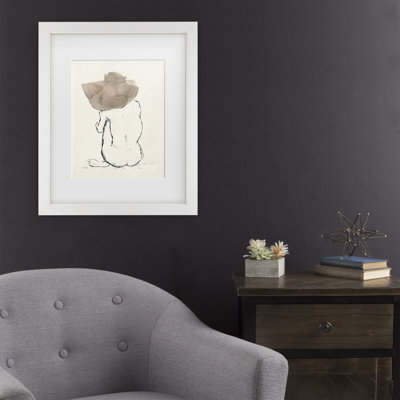 Framed Wall Art - Chloe Elliott ‘Girl with Floppy Hat’ Wall Decor with Matted Frame - Living Room, Kitchen, and Bathroom Art  - 11x14