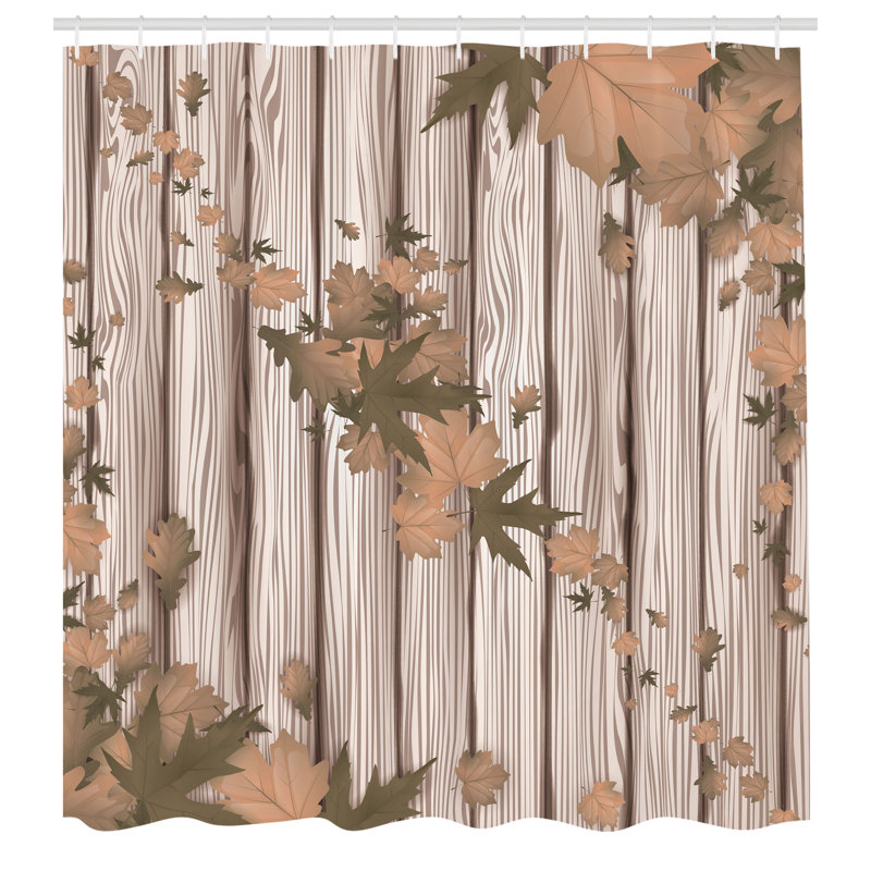 Autumn Shower Curtain Set + Hooks, 69"H x 70"W, Tan Champagne
