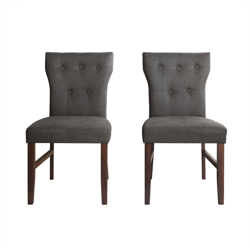 Ast 18.90'' H Tufted Linen Upholstered Side Chair, Dark Gray