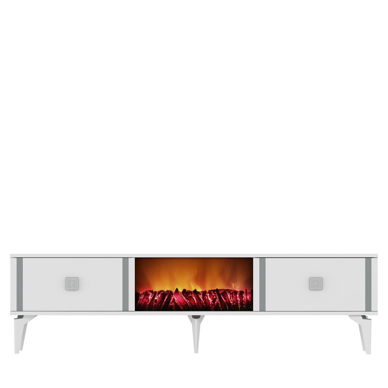 Keikei Unfinished TV Stand, Brass/White