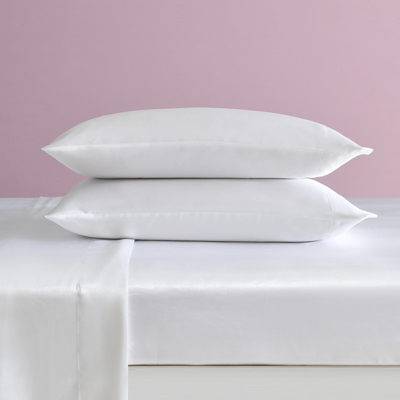Betsey Johnson Soft Satin Sheet Sets, Twin Sheet Set with 1 Pillowcase, Pink Cherry