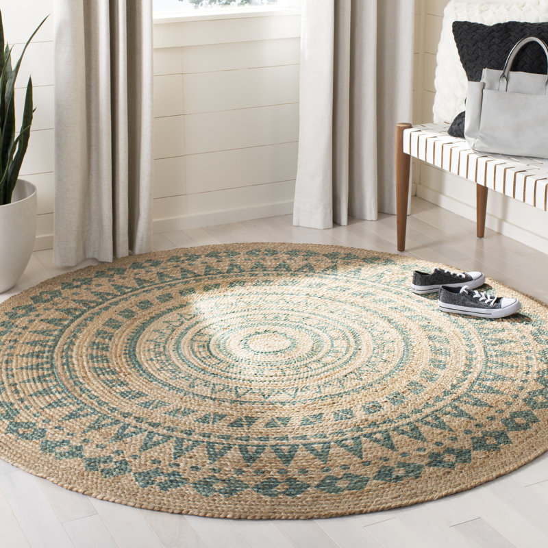 Desouza Hand Woven Jute Oriental Rug, Round 4'