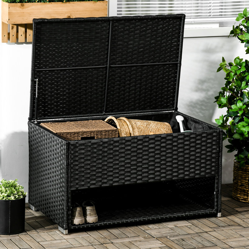 Boîte de rangement noire pour terrasse