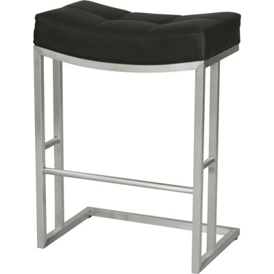 Seline 26" Counter Height Brushed Stainless Steel Saddle Barstool